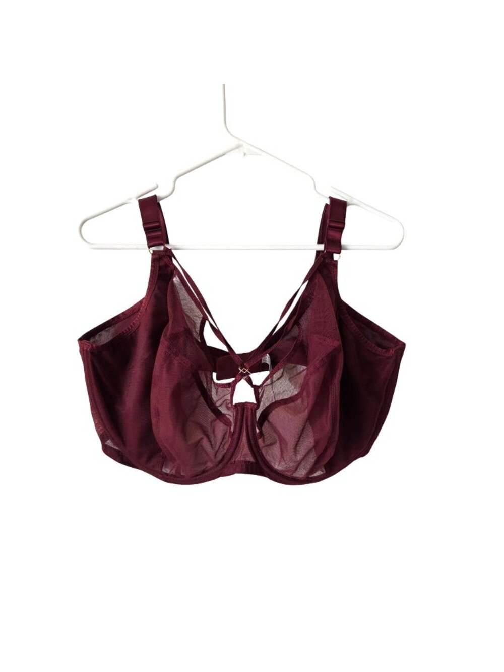 Elomi US Womens 42L Sachi Sheer Underwire Bra Burgundy Adjustable Straps